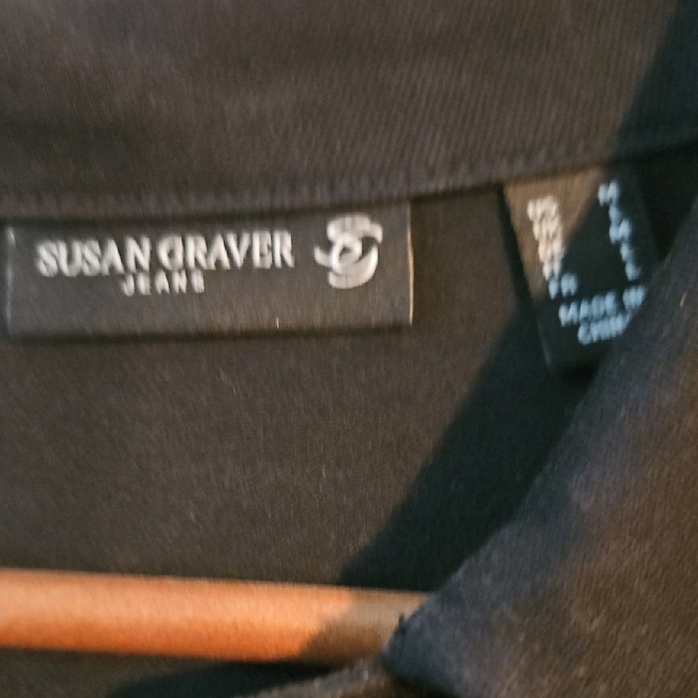 Susan Graver Black Peplum-Style Jean Jacket - Picture 2 of 3